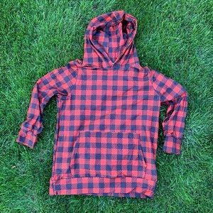 NWT Amelia Rose Buffalo Plaid Stretchy red and black knit hoody L